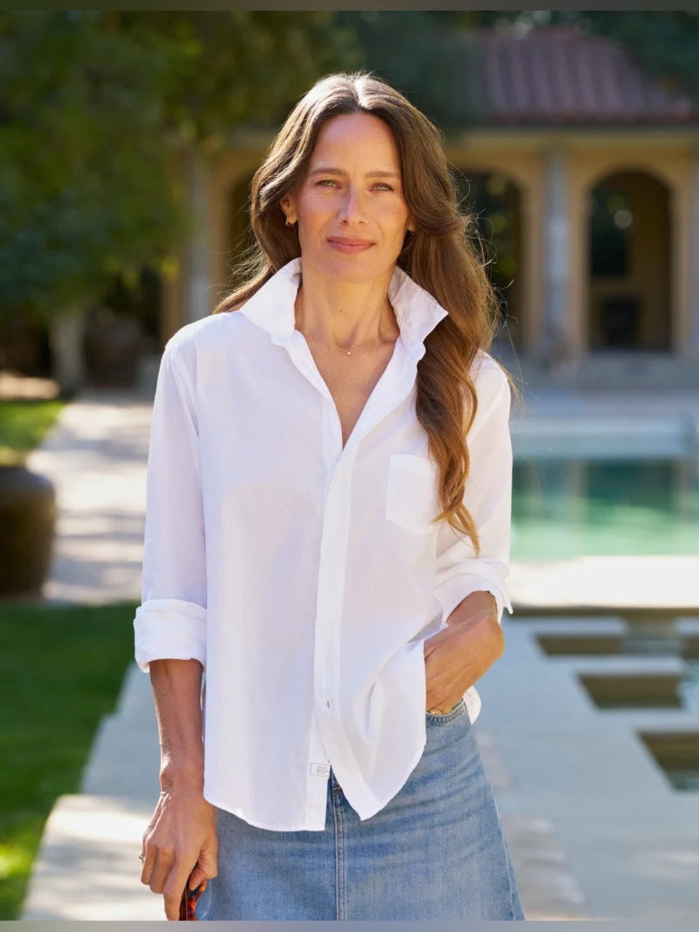Frank & Eileen Eileen 100% Cotton Button-Up Shirt – White, Size L